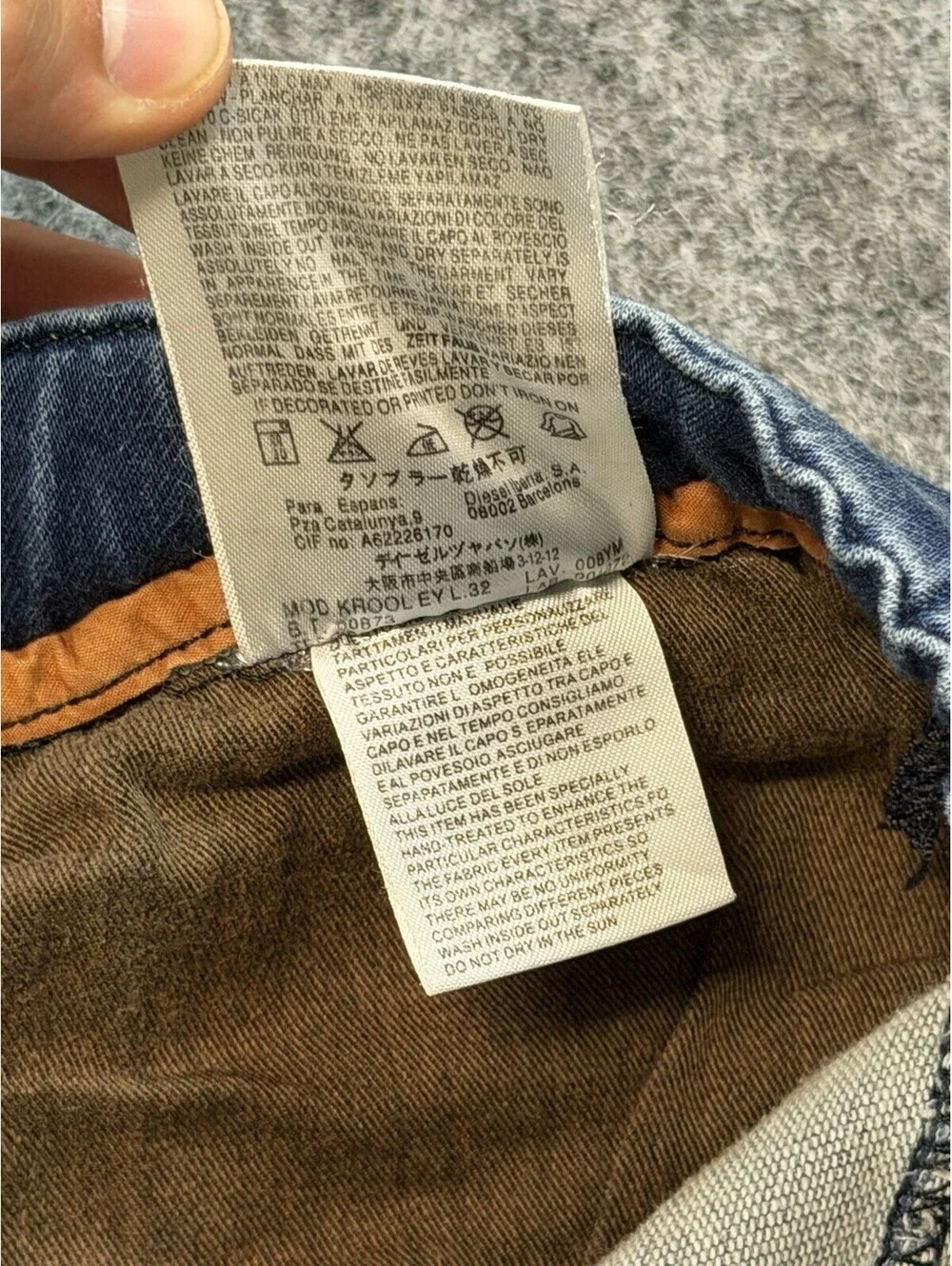 Diesel Krooley Denim Sweatogg Jeans Men’s 32 Blue Distressed Drawstring Italy